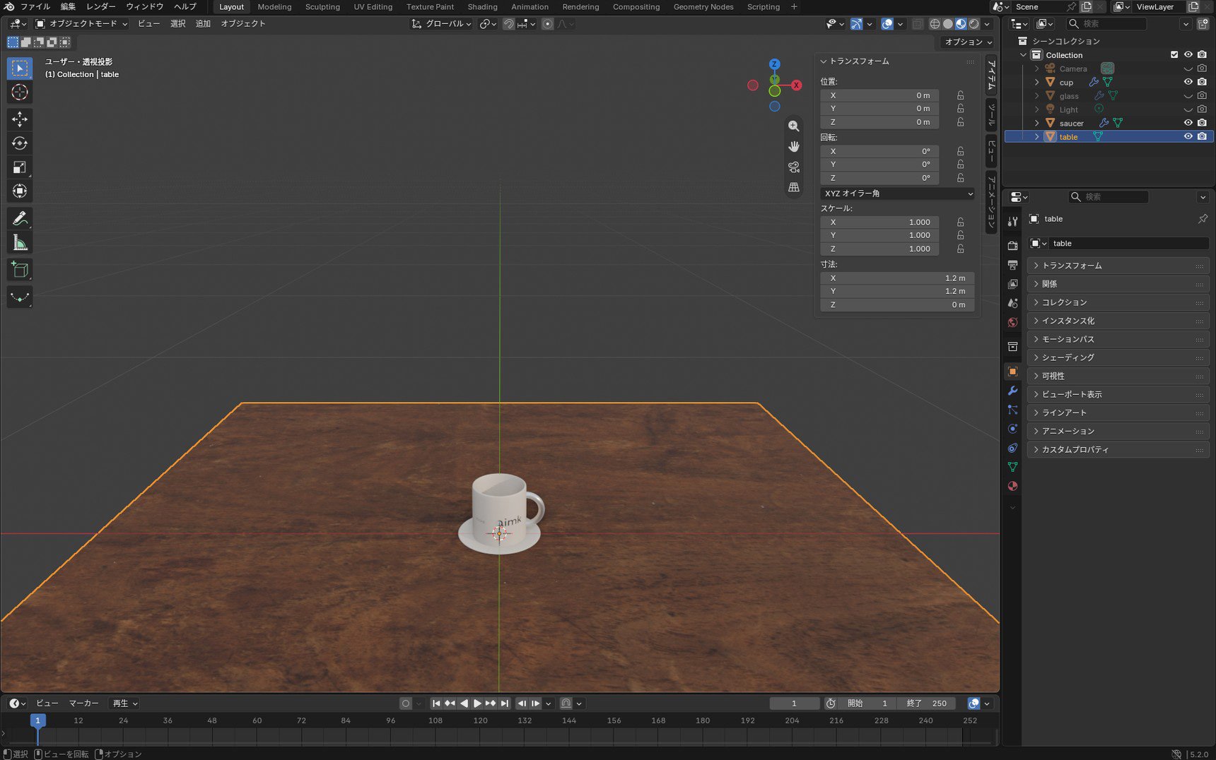 Position corrected, with the saucer resting on the table