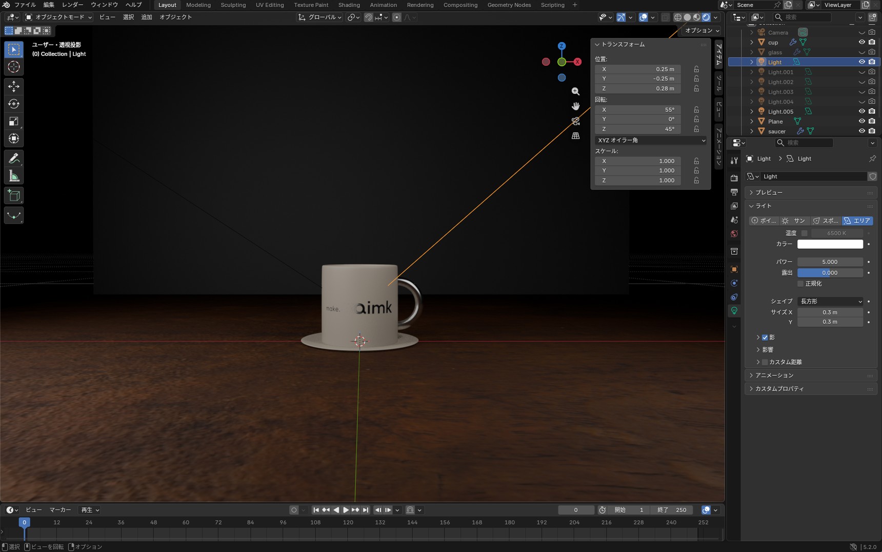 With Normalize off, the cup is darker at the same Power value