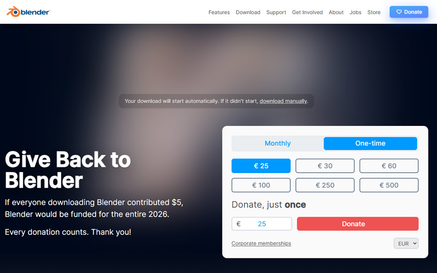 ダウンロード直後に表示される寄付（Donation）を案内するページ