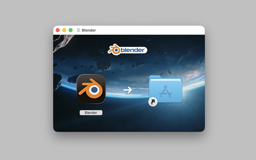 MacのdmgファイルからApplicationsフォルダへドラッグする様子